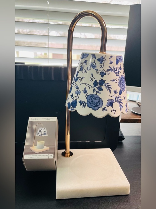 Nicole Miller Other - Nicole Miller Blue Floral Scalloped Candle Warming Lamp With Marble Base.